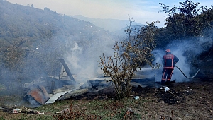Fındık Bahçesinde Bulunan Baraka Yandı