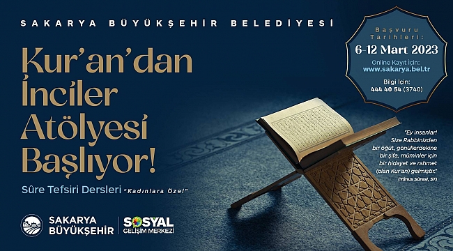 SGM’den Kadınlara Yönelik Atölye; Kur’an’dan İnciler Atölyesine Kayıtlar Başladı