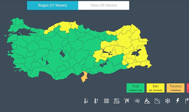 Meteoroloji 28 İli Sarı Ve Turuncu Kod İle Uyardı